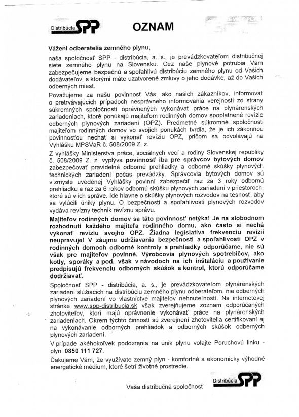 Oznámenie SPP